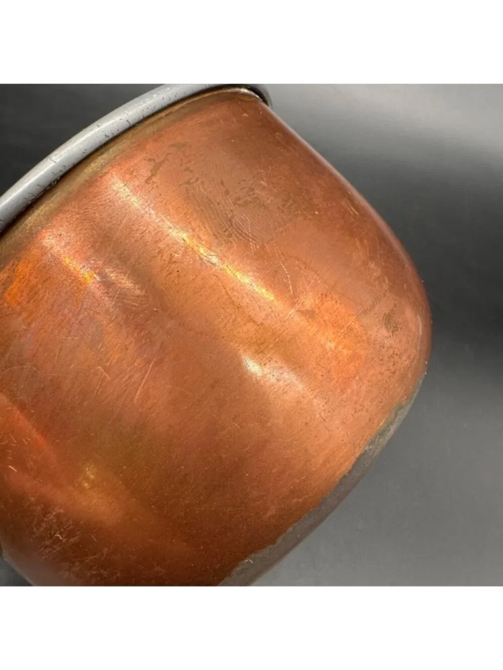 Vintage Copper Saucepan Wooden Handle Rustic Cookware Pot Dipper Pour Spout